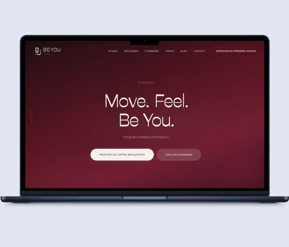 Site Be You Pilates, studio de Pilates à Montargis, créé par Aura Production