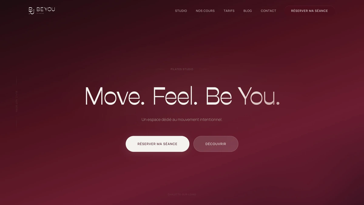 Site Be You Pilates par Aura Production