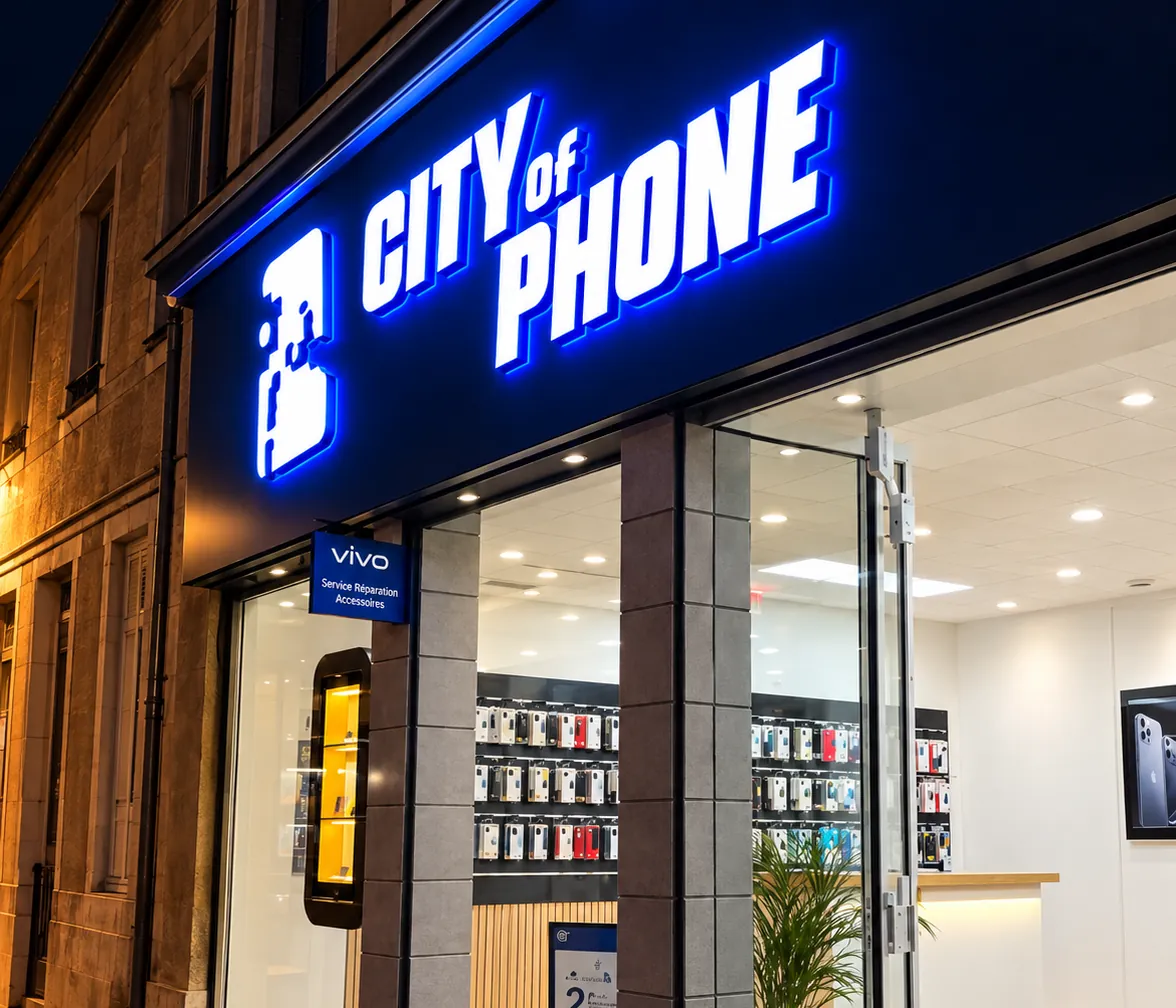 Enseigne et identité City of Phone créées par Aura Production