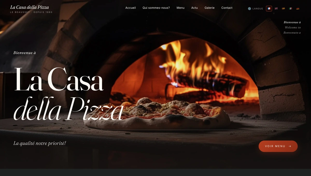 Site La Casa della Pizza restaurant par Aura Production